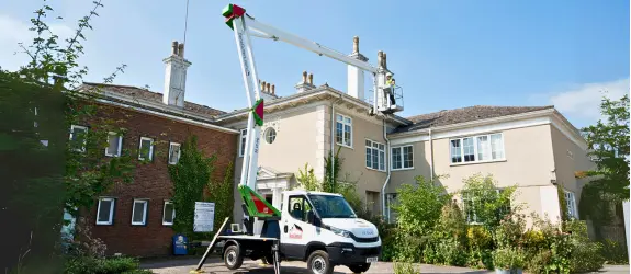 using our cherry picker on a commercial gutter cleaning job in Filwood, Yorkshire