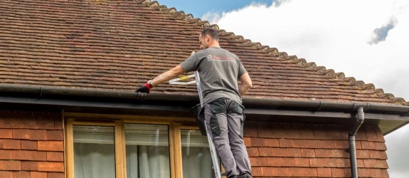 our team cleaning the gutters on a house in Stoke Bishop, Yorkshire