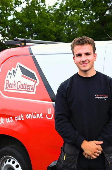 our gutter cleaner in Yorkshire standing by company vehicle